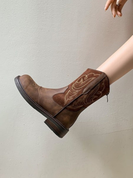 British retro embroidered western cowboy boots
