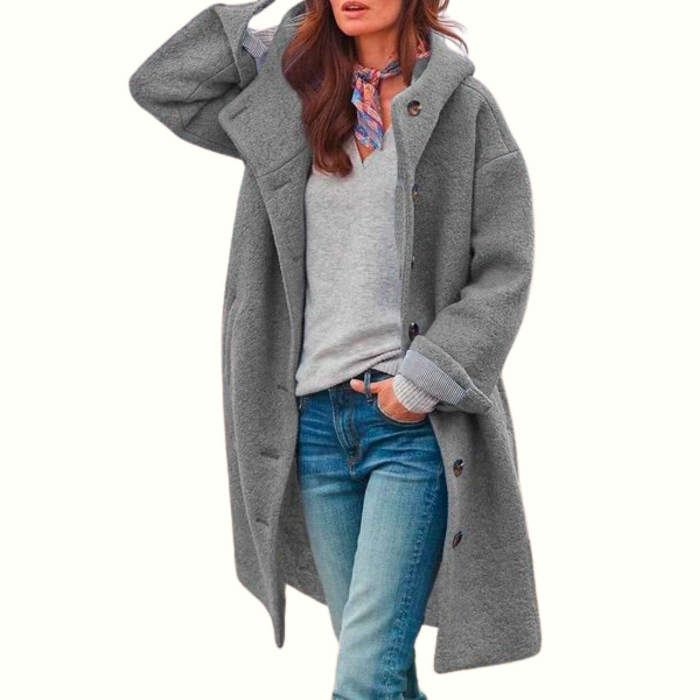Holly - Elegant Long Sleeve Coat With Buttons