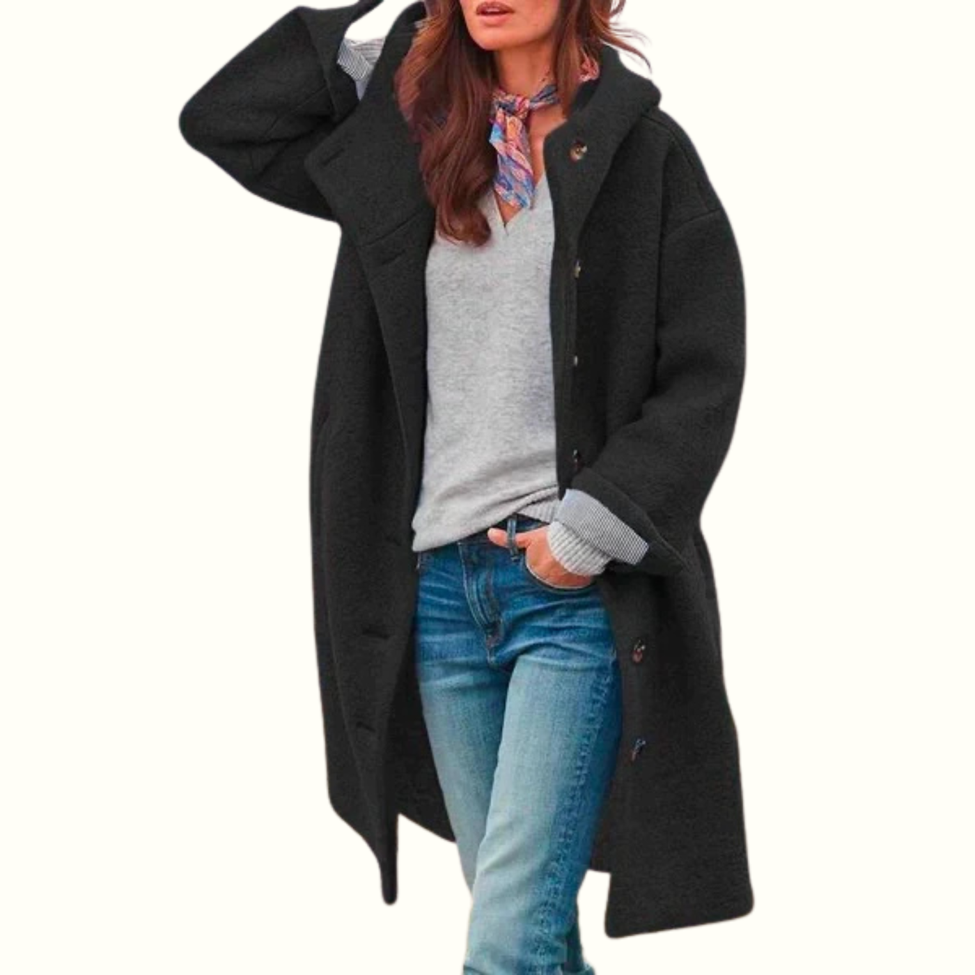 Holly - Elegant Long Sleeve Coat With Buttons