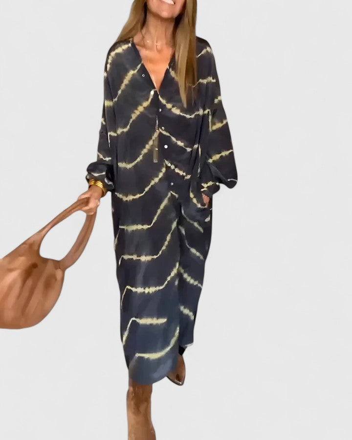 Amelie™ | Elegant Boho Striped Maxi Dress