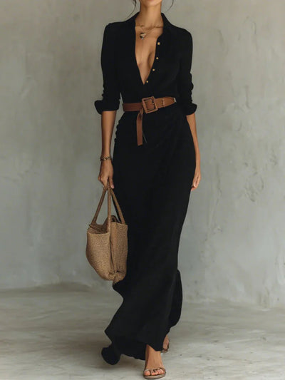 Laura | Long Flowing Dress with Belt