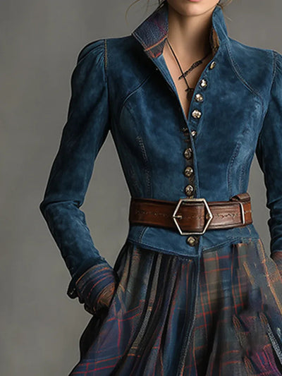 Allison | Faux Suede Plaid Maxi Dress