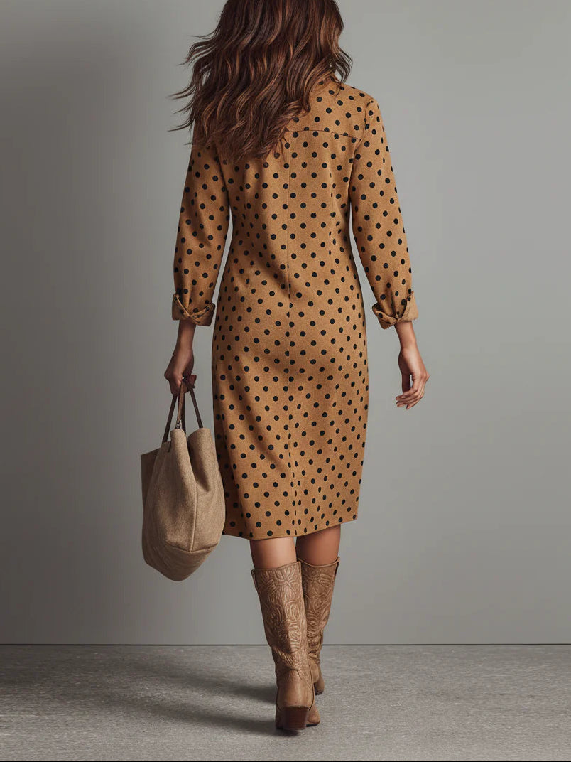 Polka | Dot Suede Shirt Midi Dress