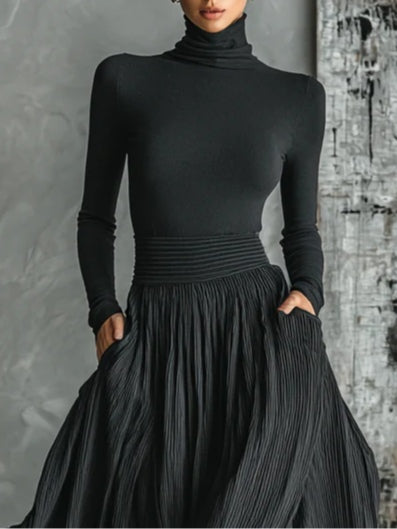 Avery | Black Turtleneck Skirt Set