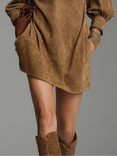 Arlette | Suede Zip Tunic Dress Mini Dress