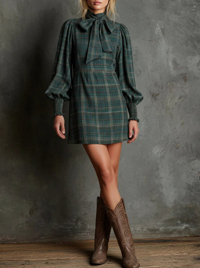 Celeste | Plaid Bow Mini Dress