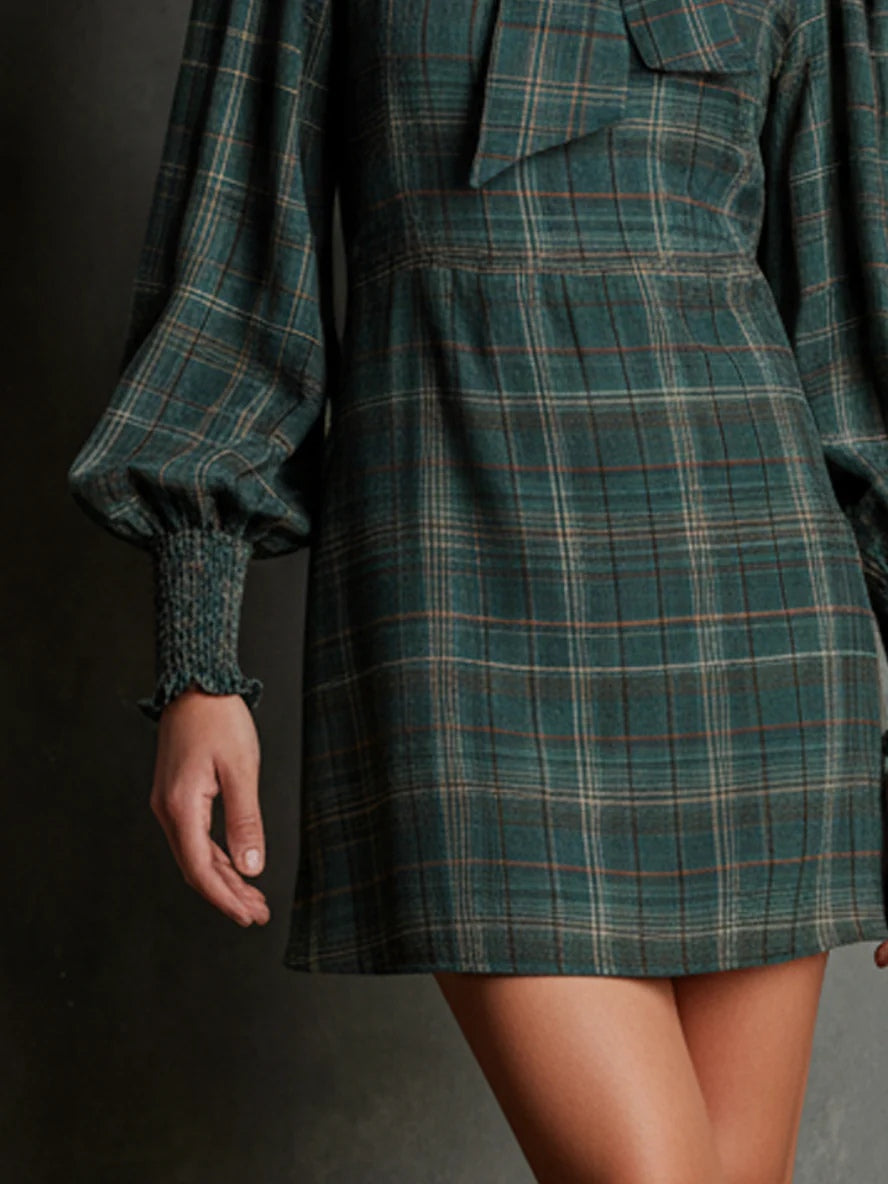 Celeste | Plaid Bow Mini Dress