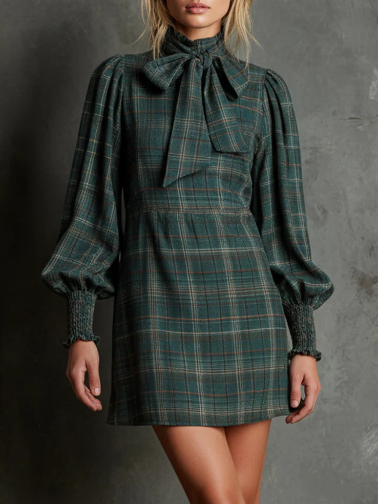 Celeste | Plaid Bow Mini Dress