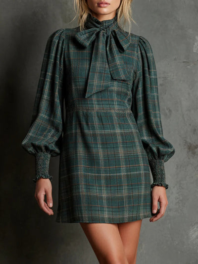 Celeste | Plaid Bow Mini Dress